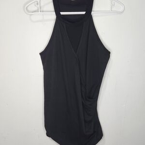 Cupshe Black Sleeveless Wrap Top with Minimal Silhouette